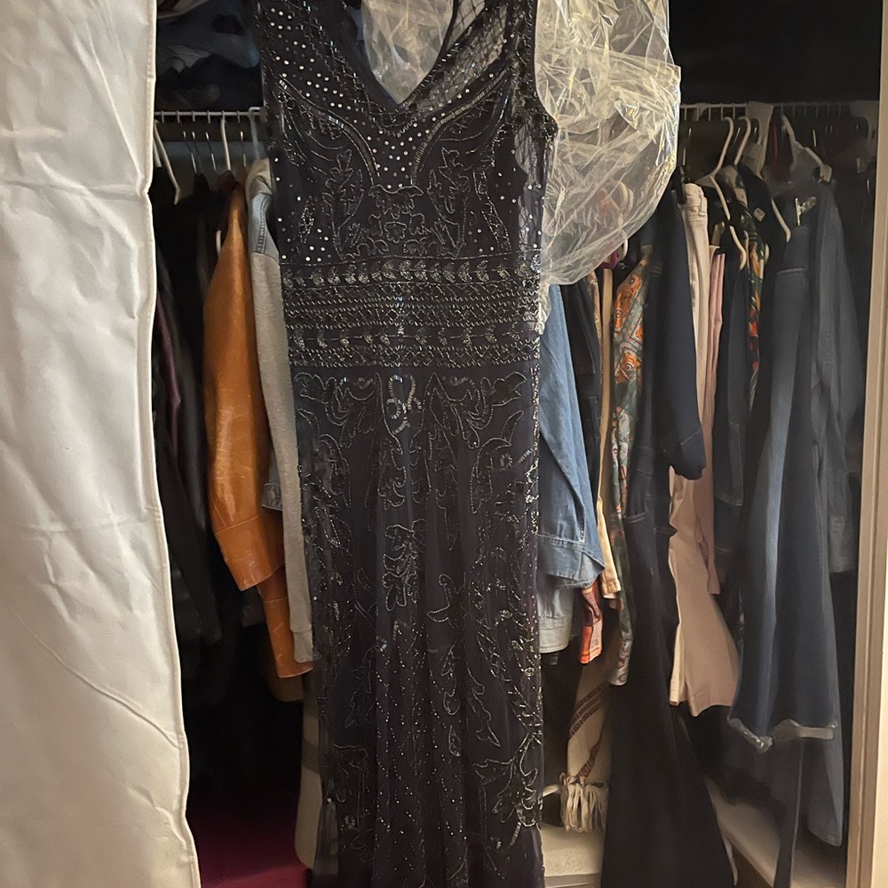 Joanna Hope Sequin Navy Dress